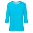 thumbnail image 5 of KDDYLITQ 3/4 Sleeve Tops Tops Summer Crew Neck T Shirt Plus Size Dressy Blouses Plain Tshirt Cyan XL, 5 of 5