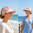 thumbnail image 6 of Cutuoiiu Women's Twisted Knot Hollow Top Sun Visor Hat Ponytail Friendly Stretch Open Top Cap Lightweight Outdoor Sun Hat for Beach Golf Running Travel, 6 of 7