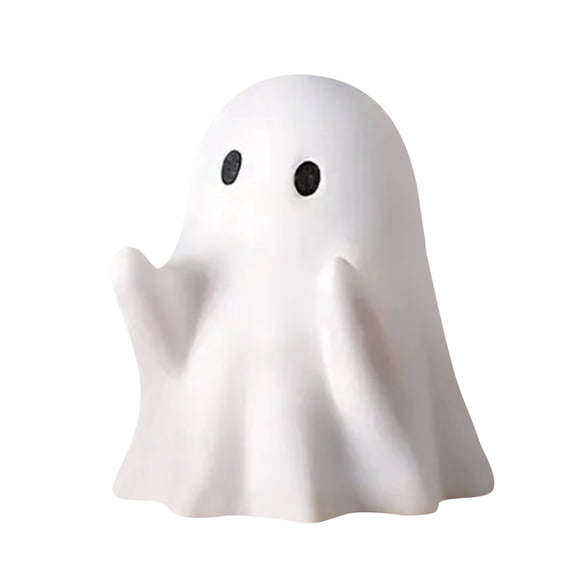 Cute Ceramic Ghost Figurine for Home Decor, Halloween Party Tabletop Ornament, Spooky Holiday Decoration, White Miniature Collectible, Gift for Kids and Adults, Indoor Decorative Accent Piece