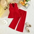 thumbnail image 6 of Girls Red 2-Piece Set, Double Breasted Vest & Wide Leg Pants, Kids Kids Party Church Holiday Outfit 2-9 Years,Size 8-9T, 6 of 6