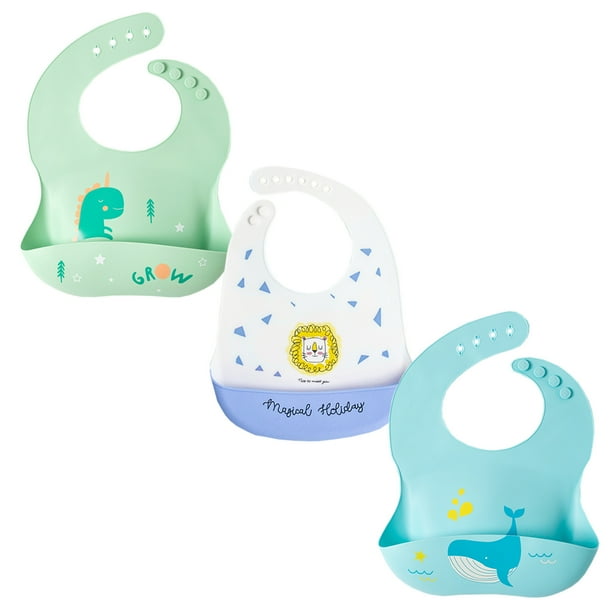 Set de 3 Baberos Silicona Para Bebe Ecologico Impermeable Dara Baby Acc0061