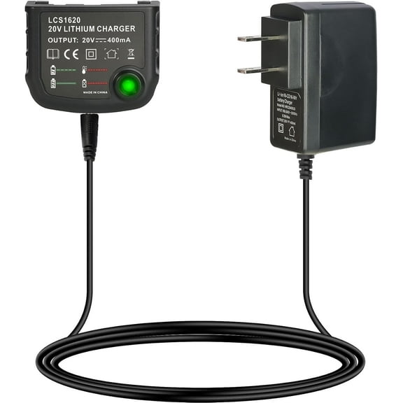 LCS1620 20V Lithium Battery Charger Compatible for Black & Decker 20V Lithium Battery LBXR20 LBXR20B LBXR20-OPE LB20 LBX20 LBX4020 LB2X4020 LBXR2020-OPE BL1514 LBXR16 LST220