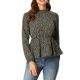 thumbnail image 5 of INSPIRAR CHIC Blusa Casual de Manga Larga con Volantes y Cuello Floral Peplum M Negro, 5 of 7