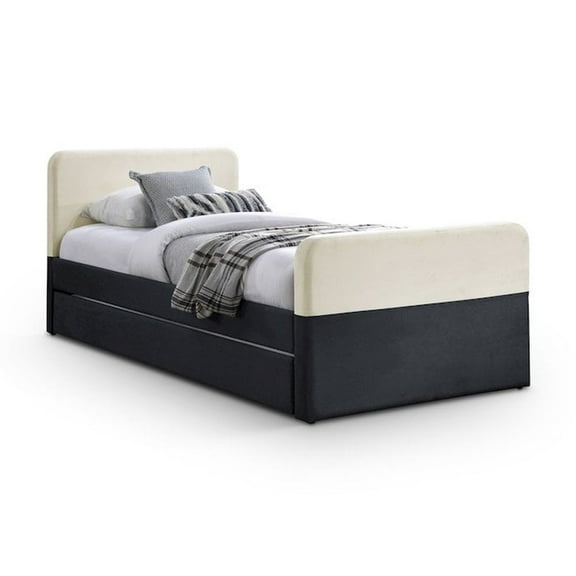 Meridian Furniture Ivy Black Velvet Twin Trundle/Storage Bed