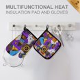 thumbnail image 4 of Yayeee Oven Mitts and Pot Holder Set of 4 Heat Resistant Kitchen Gloves Baking Hot Pad, Purple Simple Triangles, 4 of 5
