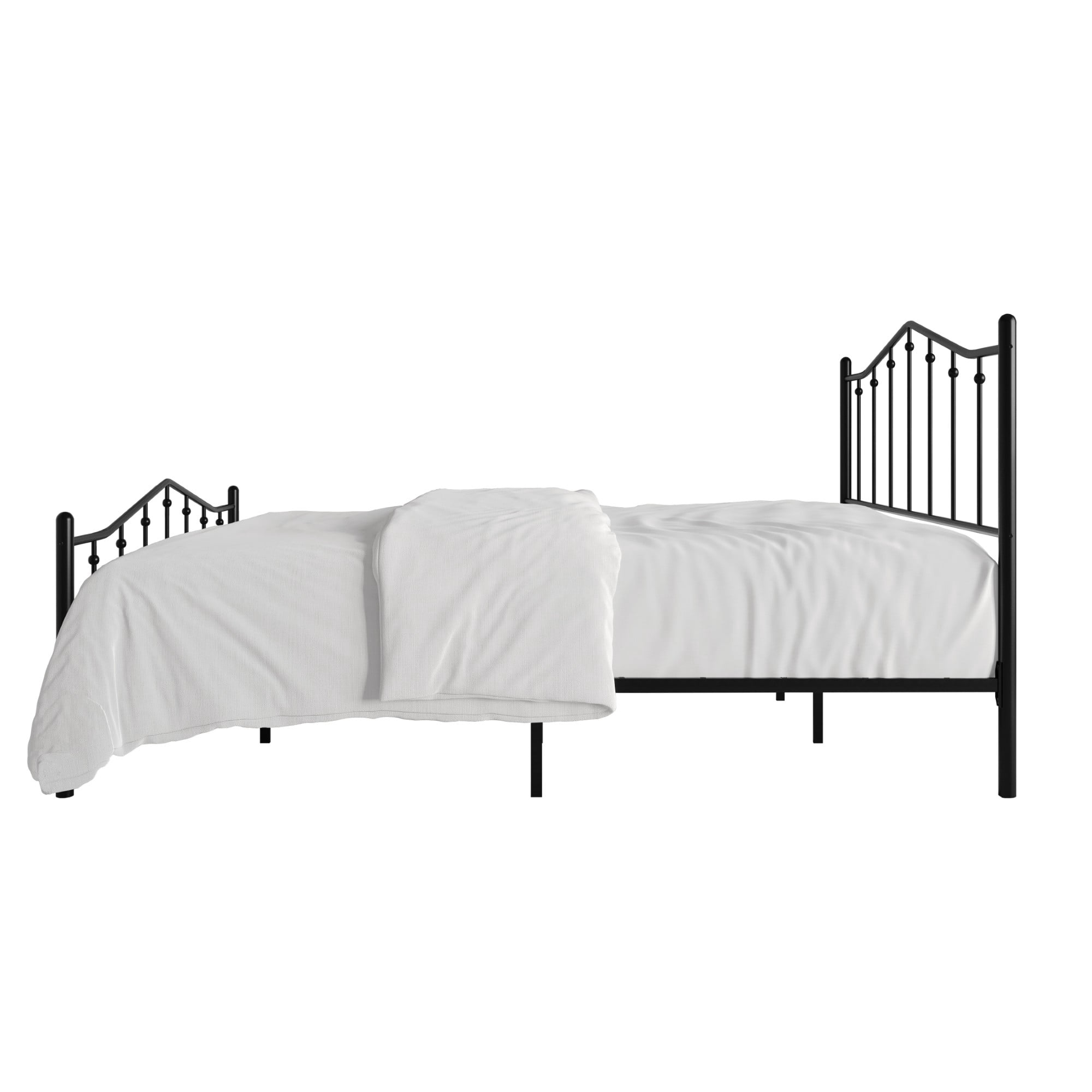 Home Design Atmore King Metal Platform Bed Frame, Iron Bed with Headboard & Footboard, No Box Spring Needed, Black