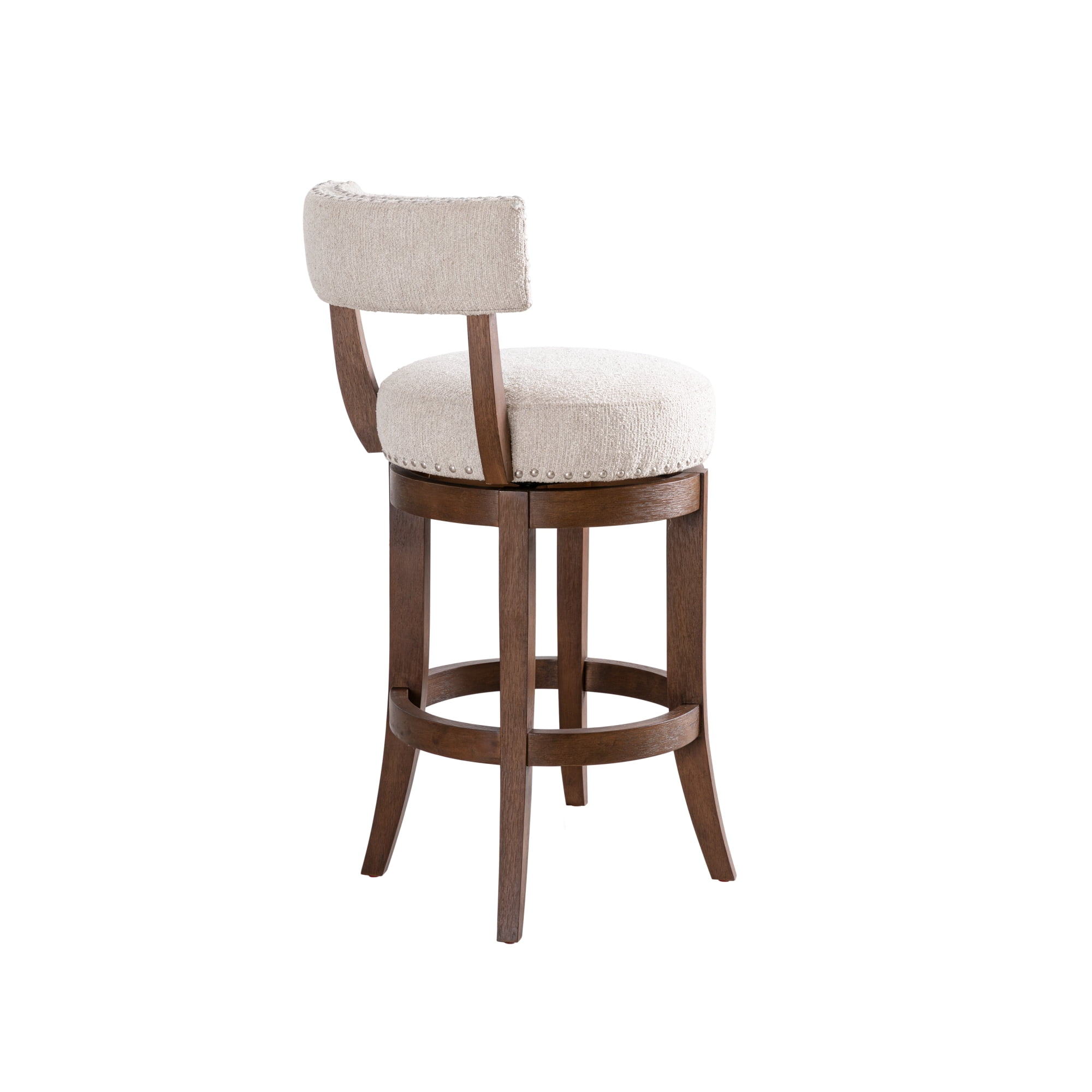 Mystic Brown Solid Wood Upholstered 26" Counter Height Swivel Barstool with Ancient Stone Fabric Seat - Set of 3