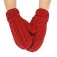 thumbnail image 1 of GDREDA Women Winter Knitted Gloves Fashionable Solid Design Windproof Insulation Cold Weather Hand Accessories Red,One Size, 1 of 2