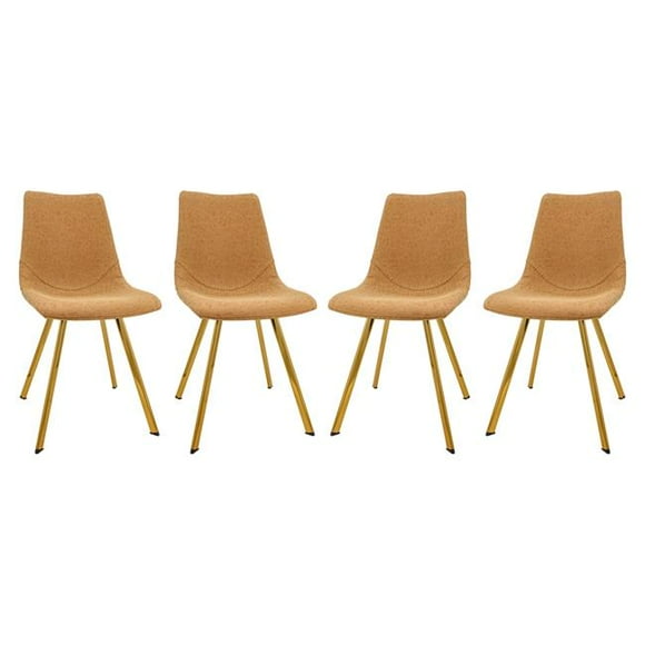 LeisureMod MCG18BR4 33 x 17 x 22.24 in. Markley Modern Leather Dining Chair with Gold Leg&#44; Light Brown - Set of 4