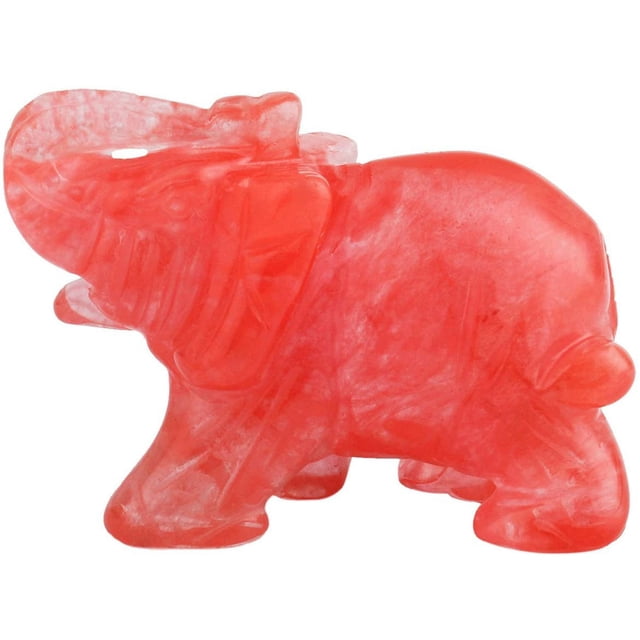 Estatua de bolsillo de elefante de cuarzo rosa, estatua curativa para el encargado de la cocina, decoración de 1,5" Zhivalor CZJJ-ZH44-5