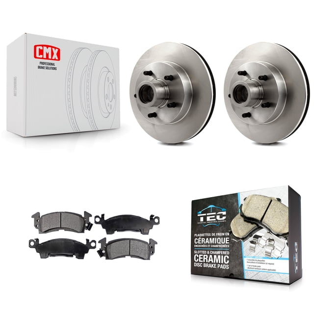 Transit Auto Front Brake Rotors Ceramic Pad Kit for Car Chevrolet GMC C10 C1500 G20 G2500 Cadillac Brougham Fleetwood R10 R1500 G10 G1500 DeVille Suburban K5 Blazer Jimmy Commercial Chassis K8T-100704