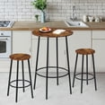 thumbnail image 5 of ZENY 3 Piece Bistro Bar Set with 2 Stools and Round Table, Black/Rustic Brown, 5 of 9