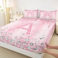 thumbnail image 3 of Homewish Monogrammed A Theme Twin Sheet Sets,Cartoon Stereoscopic Diamond Twin Fitted Sheet,Pink Sparking Print Flat Sheet For Girl Teens,Ultra Soft Bedroom Decor,3 Pieces, 3 of 7