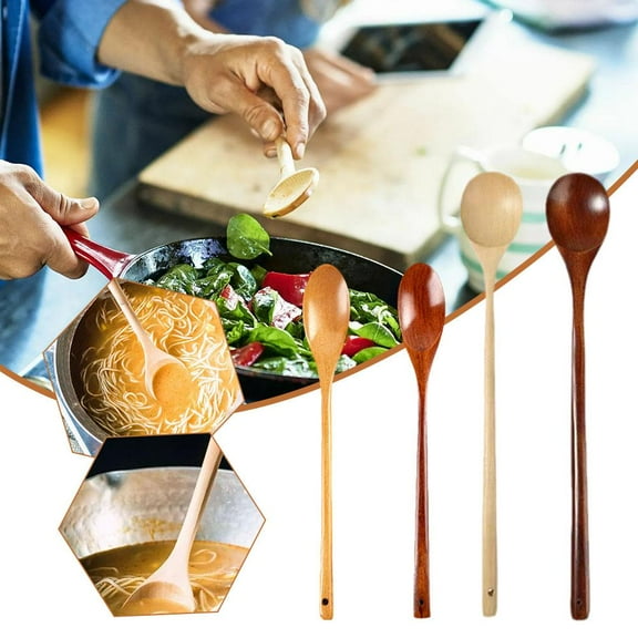 QHUDLV pulunto 33cm Long Handle Wooden Spoon Japanese- Coffee Stirring Rod Tea Dessert Spoon Soup Mixing Spoon Supplies Tableware