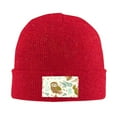 thumbnail image 2 of ZICANCN Pastel Owls Floral Leaves Knit Beanie Hat, Winter Cap Soft Warm Classic Hats for Men Women, Red, 2 of 8