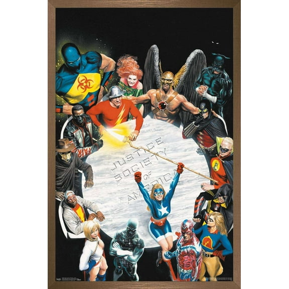 DC Comics - The Justice Society of America - Table Meeting Wall Poster, 22.375" x 34", Framed