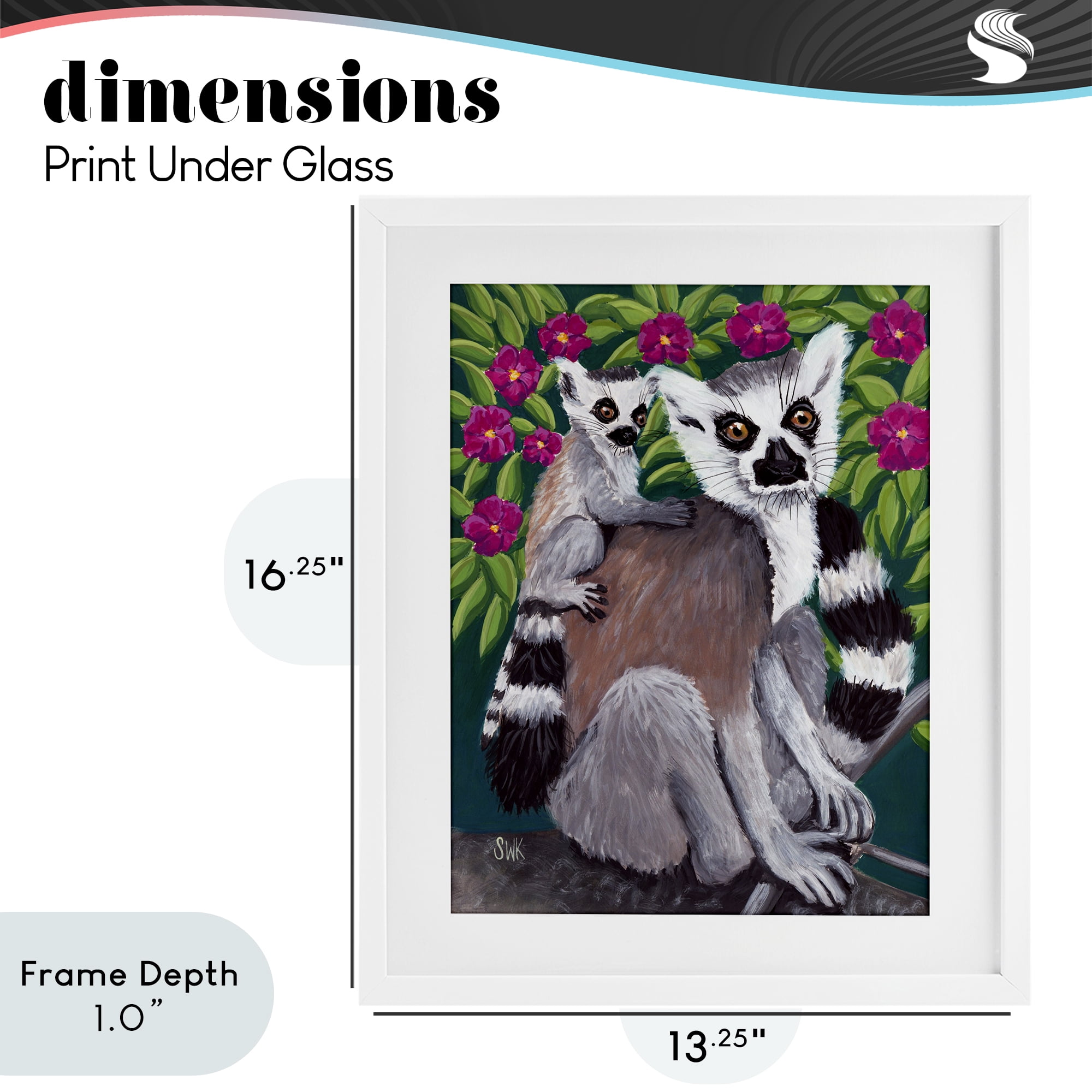 Stupell Industries Ring Tailed Lemur Mama & Baby White Framed Print Under Glass, design by Sarah Waldron Kimball