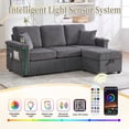 thumbnail image 6 of Noble House Elena 4-Seater L-Shaped Corduroy Sectional Sofa with Pull-Out Storage, Ottoman for Living Room, Dark Grey, 6 of 11