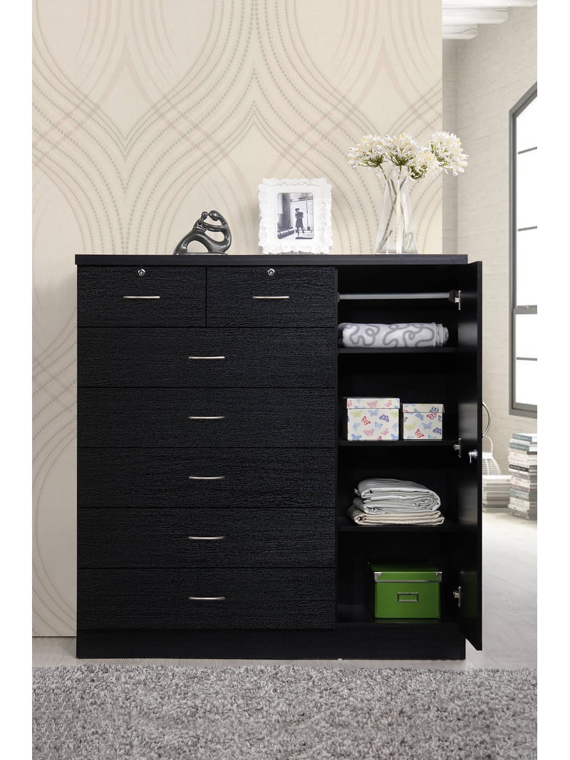 Hodedah 7-Drawer Chest with Locks on 2-Top Drawers plus 1-Door