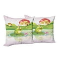 thumbnail image 6 of Ambesonne Colorful Throw Pillow Cover 2 Pack, Frog on Water Lily Art, 18", Multicolor, 6 of 6