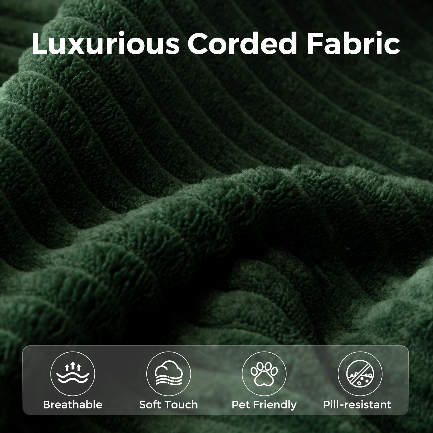 BYBYME 73"Oversized Loveseat Couch,2 Seat Sectional Corduroy Tufted Sofa,Upholstered Symmetrical Cloud Couch with Double Chaise,Wrap Around Sofa for Living Room Apartment Office,Sofa in A Box,Green