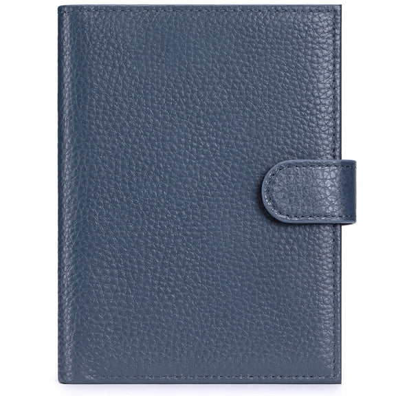 Passport Holder for Travel Women RFID Blocking Genuine Leather Passport Wallet with Zipper Coins Pocket, Card Slots, Navy Blue