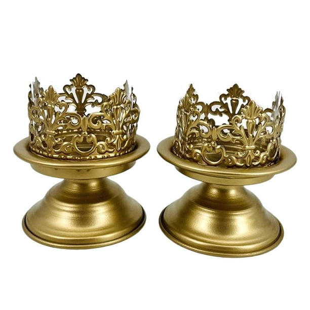 2x Portavelas Portavelas, Candelabro de metal Decorativo Elegante Candelabro Candelabro, para centros de mesa Decoración de bodas Áurea 10.3cmx15cm