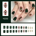 thumbnail image 5 of Yoyauz 24 PCS Christmas Fake Nails Shining Gold Stripe Design Short Fake Nails, Christmas Color Matching Nails for Winter DIY Nail Decoration, 5 of 8