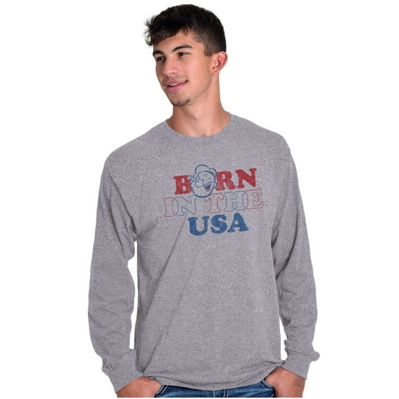 Popeye Born in the USA Proud American Long Sleeve TShirt Men Women Brisco Brands S