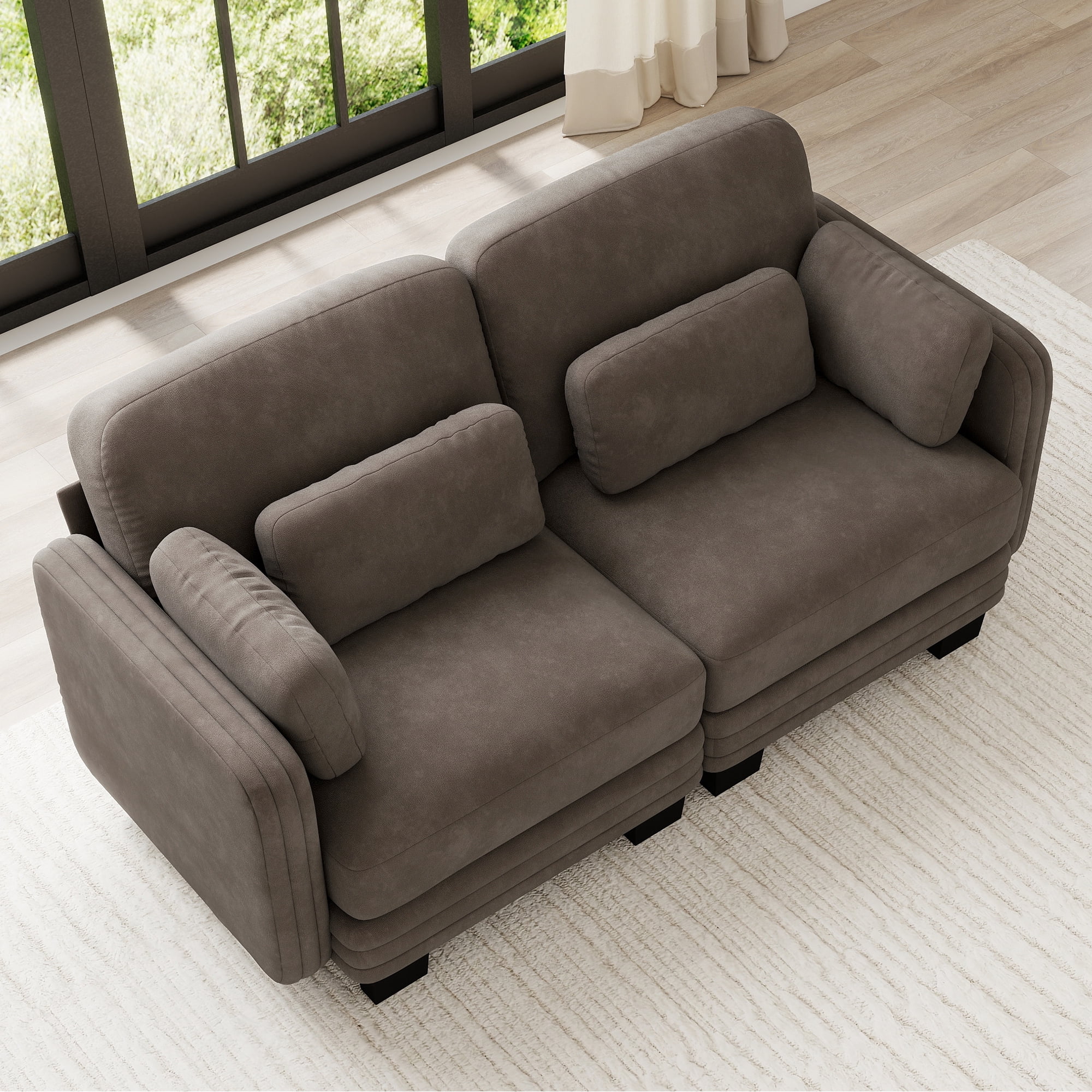 70" Modern Modular 2 Seater Loveseat Sofa Couch with 4 Pillows