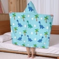 thumbnail image 5 of Light Blue Dinosaurs Palms Eggs Pattern Hooded Bath Towel，50"x30" for Ages 3 To 12 Kids, Quick Dry Lightweight Soft Microfiber Hood Beach Towel Cover Up for Kids, 5 of 7