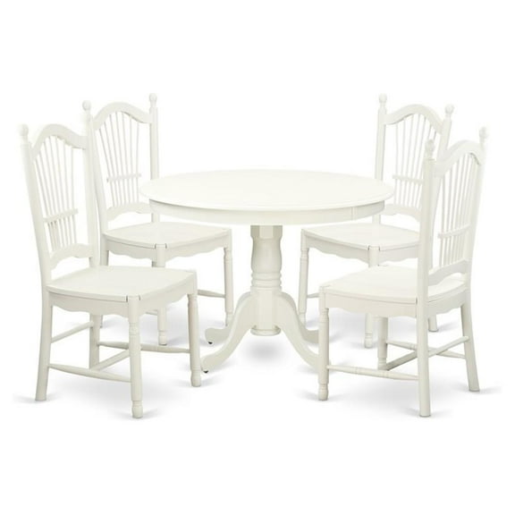 Atlin Designs 5-piece Wood Dining Table and Chairs in Linen White