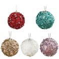 thumbnail image 2 of 1 pieza de adornos navideños con purpurina de 8 cm, adornos de bolas brillantes para decoraciones de árboles de Navidad, bodas, fiestas, bolas colgantes, 2 of 5