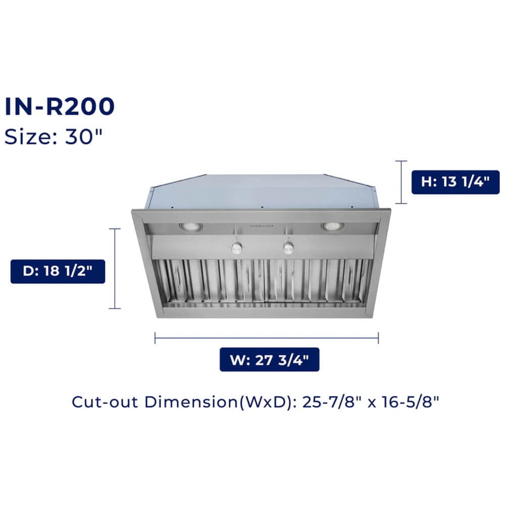 HAUSLANE 30 inch Stainless Convertible Under Cabinet Range Hood Insert