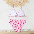 thumbnail image 5 of Xijirk Girls Swimsuit,Floral Bikini Two Piece Swimsuit Neck Tri Top and Bottom for Toddler Youth Cute Print Soft Fabric Beach Pool Party Fun,Toddler Swimsuit Girl,10-11 Years,Pink, 5 of 9