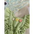 thumbnail image 4 of Infant Baby Girls Princess Dress Solid Color Flower Decor Ruffles Fly Sleeve Bow Dress Summer Dress, 4 of 7
