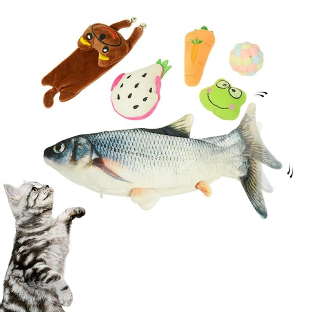Realistic Cat Toy Fish Catnip Mint Stuffed Pet Interactive Kitten Play Kicker 
