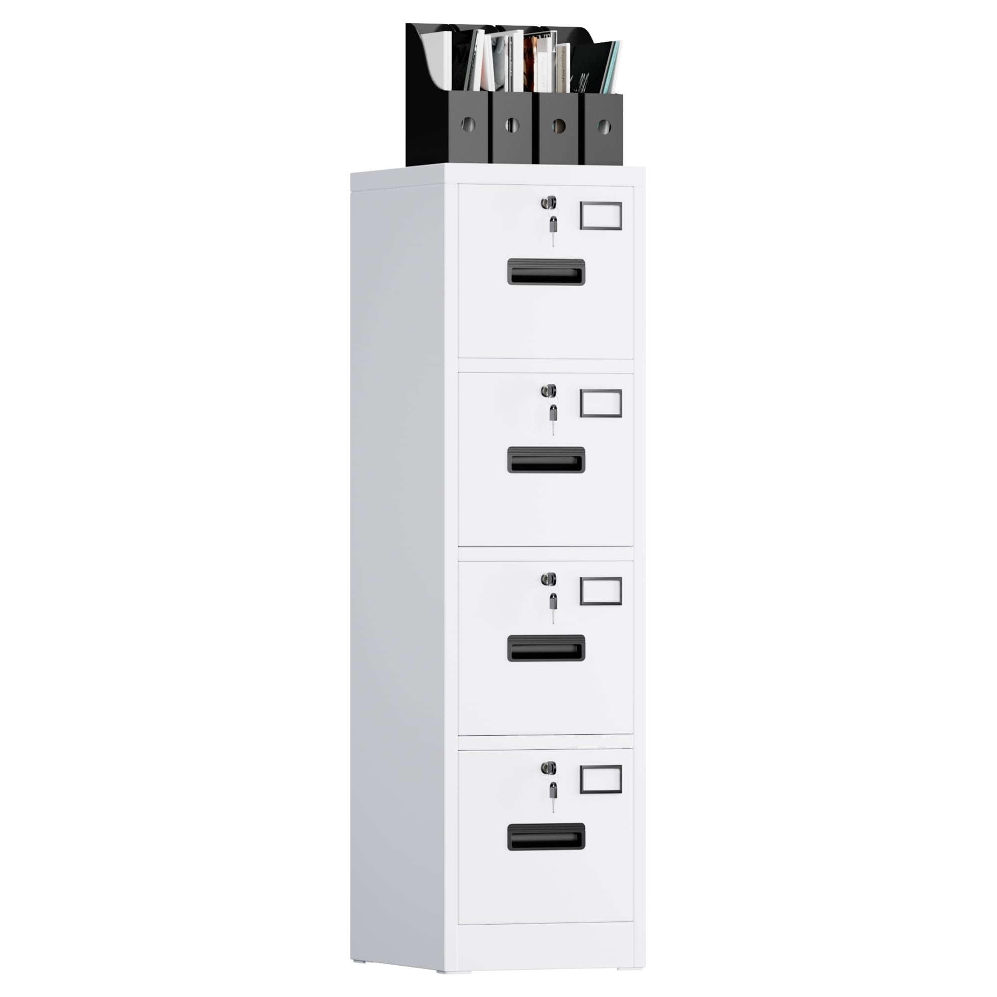Ataucjin Heavy Duty Steel File Cabinet with 4 Lockable Drawers, Vertical Organizer for A4/Letter/Legal Documents, Independent Locks, Secure Storage for Home Office School