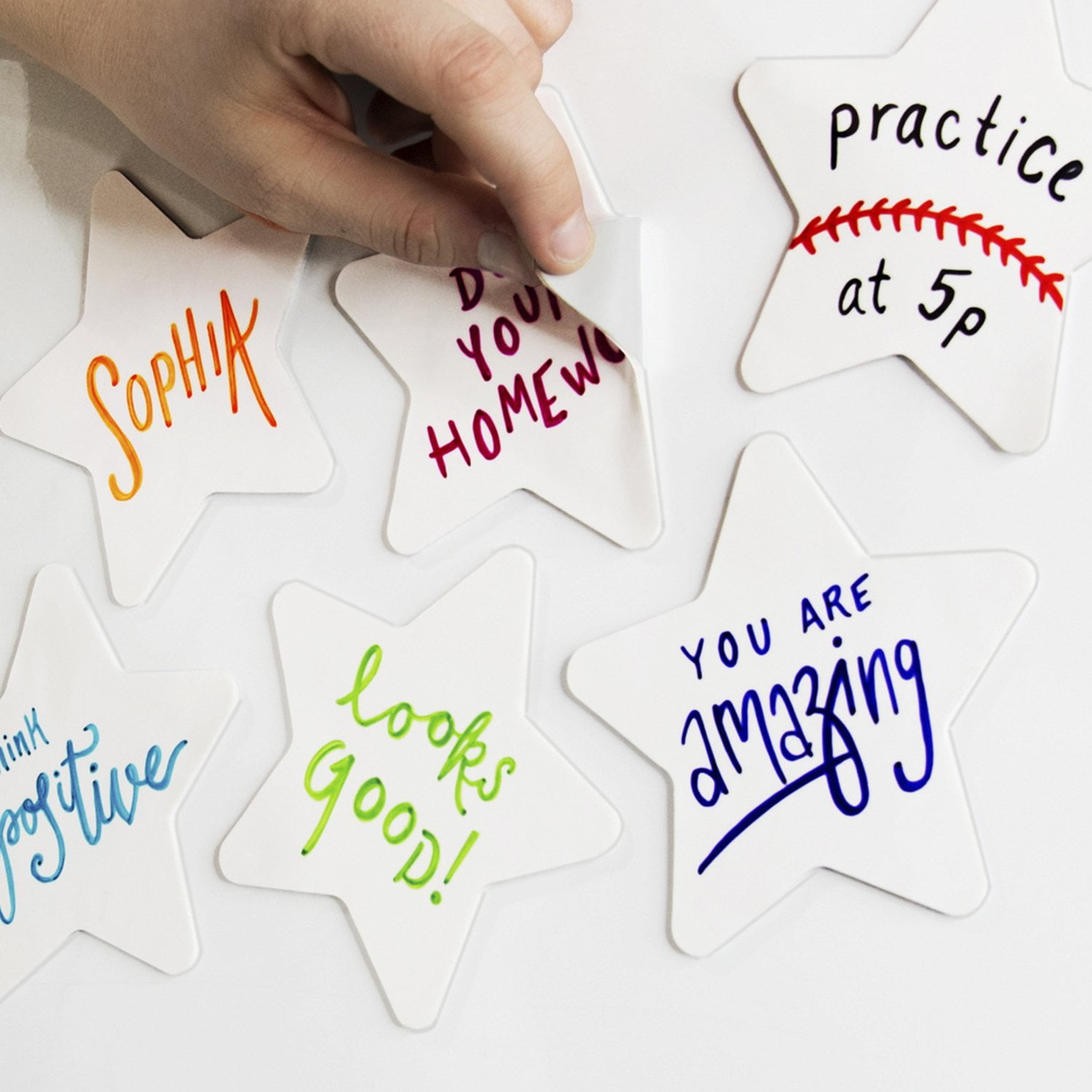 mcSquares Stickies STARS 6 Pack Reusable, DryErase, AdhesiveFree
