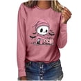 thumbnail image 7 of Xdegoge Women's Halloween Long Sleeve T-Shirts Cute Skeleton Pumpkin Print Crewneck Pullover Sweatshirts Novelty Fall Graphic Tees Casual Holiday Tops Comfortable Autumn Wear, 7 of 7