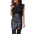 thumbnail image 2 of LilyLLL Womens Faux Leather Irregular High Waist Mini Skirt, 2 of 5