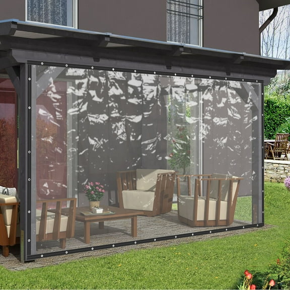 Commercial Grade Waterproof Clear Awning,Vinyl Clear Awning Canopy Roll Up Patio Enclosure for Tents, Awnings, Canopies,Curtain(Black) ((8x20 Feet (2.5x6 M))