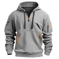 thumbnail image 2 of Tactical Hoodies for Men Military Quarter Zip Pullover Cargo Hoodie Fleece Lined Sweatshirt with Pockets Light Gray 3XL, 2 of 4