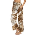 thumbnail image 4 of SCRAWLGOD Marble Print Beige Brown Womens High Waist Casual Pants Drawstring Wide Leg Vacation Cozy Lounge Trousers Trendy Flowy Loose Slacks with Side Pockets, XXL, 4 of 7
