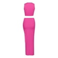 thumbnail image 5 of 2 Piece Maxi Skirt Sets for Women Knit Bodycon Crop Tank Top and High Slit Skirt Dress Set Summer Outfits Hot Pink S, 5 of 5