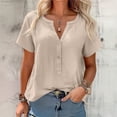thumbnail image 2 of Hurxie Womens Summer Tops Spring Short Sleeve V Neck True Classic T Shirt Casual Cute Fashion Beach Vacation Clothes Khaki,M, 2 of 7
