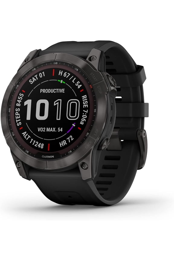 Restored GARMIN, GARM-fenix7xSapphire-RN, Fenix 7X Sapphire Solar GPS Smartwatch with LED Flashlight, 122 Hour Battery Life, Black, 1 Count