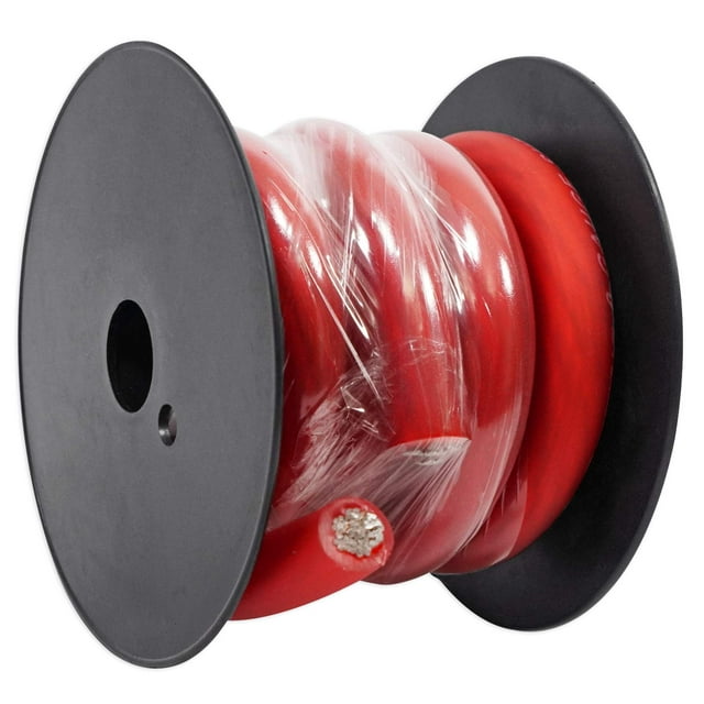 Rockville R0G5Red Cable De Conexión A Tierra Para Amplificador De Automóvil, Calibre 0 Awg, 5 Pies, Color Rojo, Alto Grado