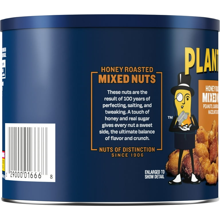 PLANTERS Honey Roasted Mixed Nuts, Party Snacks, Plant-Based Protein, 10 oz  Canister 