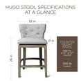 thumbnail image 6 of Maven Lane Hugo Counter Stool, Reclaimed Oak Finish & Ash Grey Fabric, Set of 3, 6 of 6